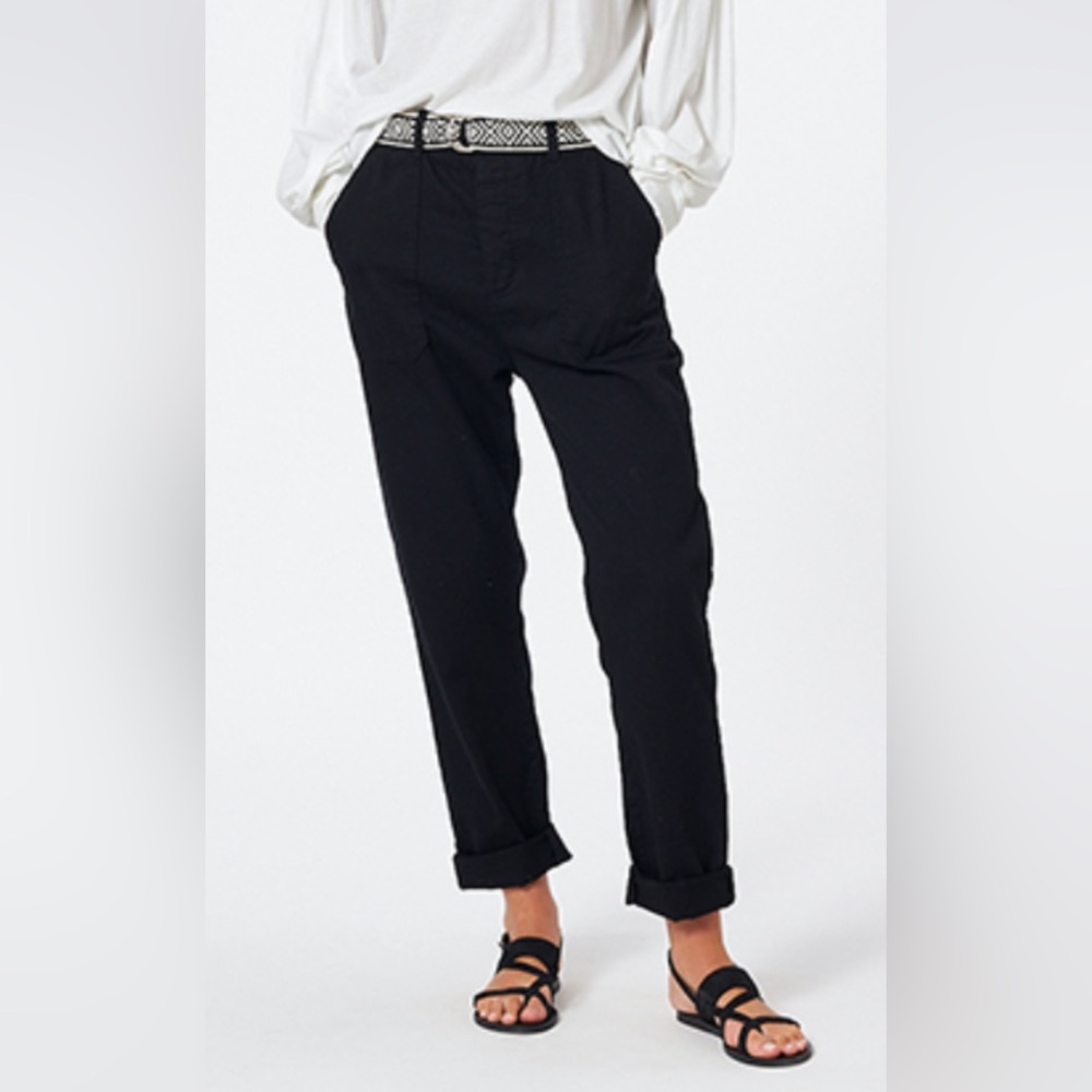 XiRENA 100% Cotton Tucker Pants Size S Black Twill Straight Leg